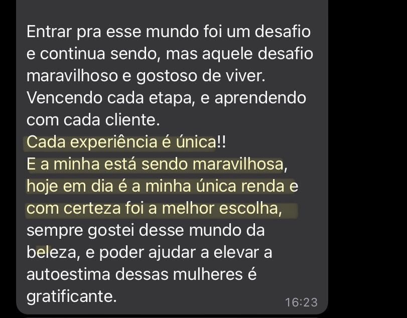 DEPOIMENTO CURSO INICIANTE LASH ONLINE