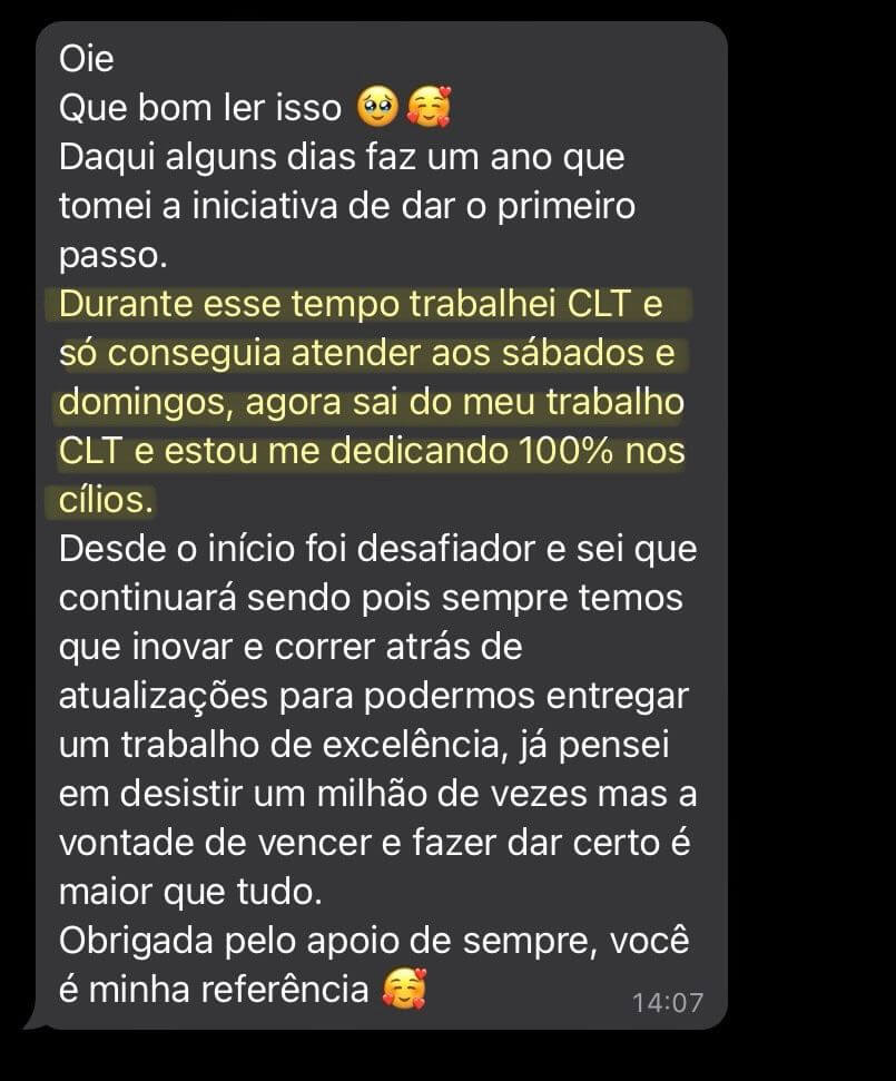 DEPOIMENTO CURSO INICIANTE LASH